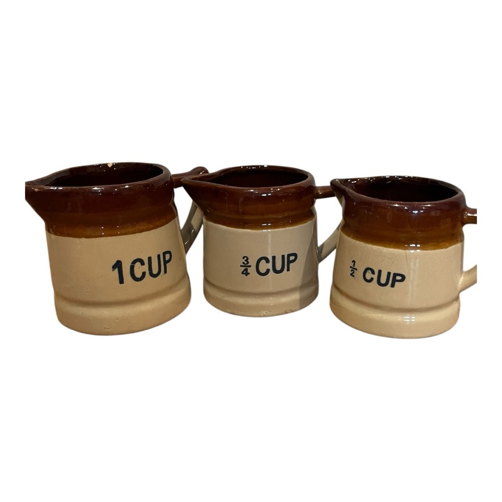 Vintage stoneware measuring ceramic cups rustic decor farmhouse crocks